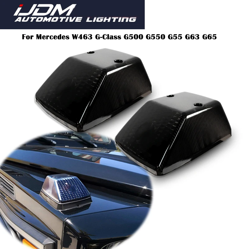 iJDM For 1986-2018 Mercedes Benz W463 G-Class G500 G550 G55 G63 G65 etc Gloss Black Car Front Turn Signal Light Cover Shells