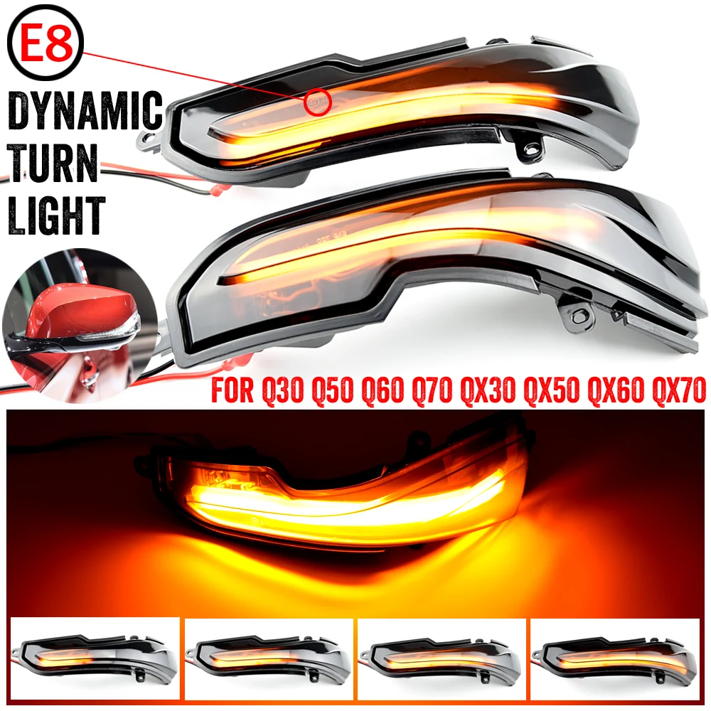 

2x Car Side Mirror Blinker Indicator Lamp LED Dynamic Turn Signal Light for Infiniti Q30 Q50 Q60 Q70 QX30 QX50 QX60 QX70 Skyline