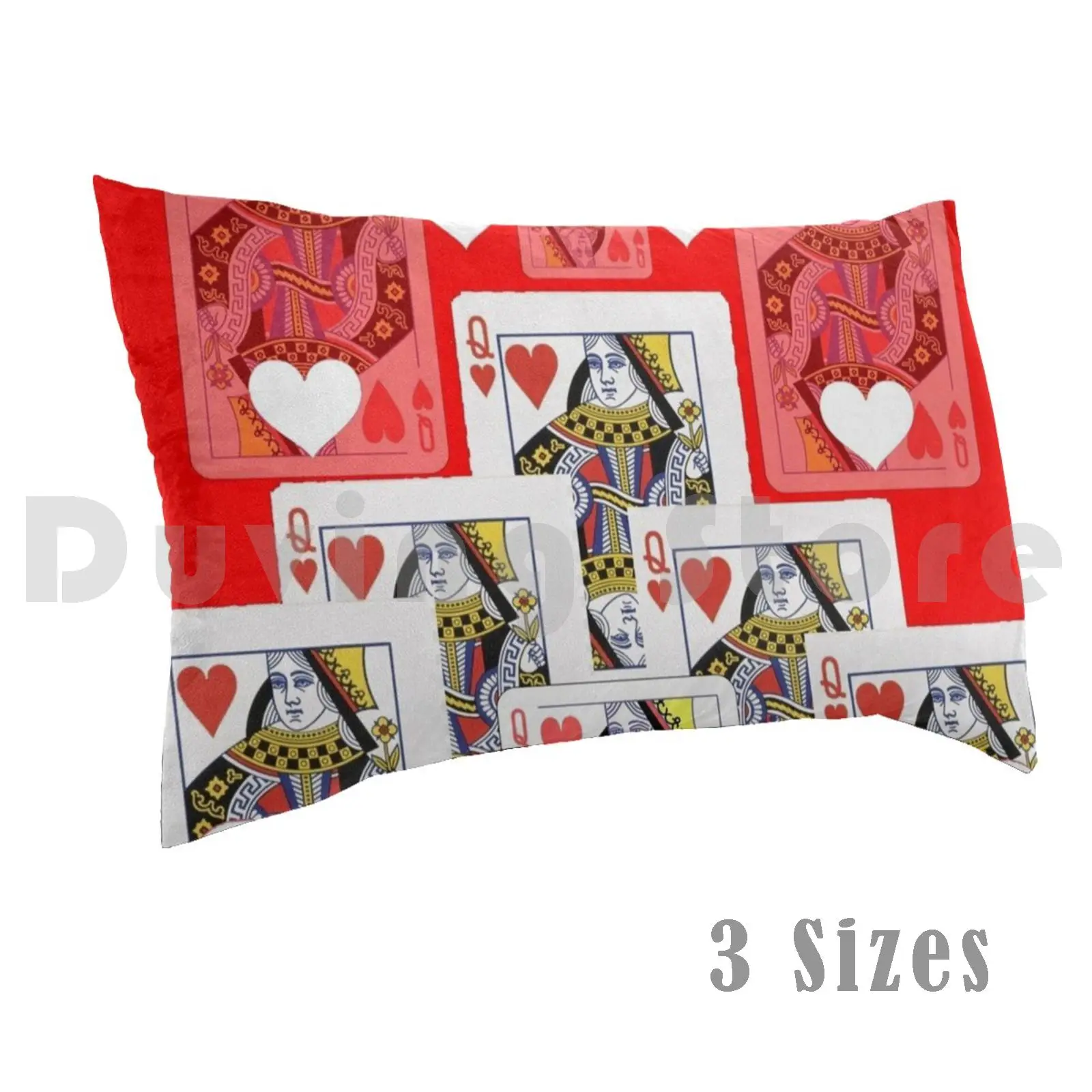 

Red-White Casino Queen Heart Playing Cards Pillow Case 536 Red White Hearts Casino Queens Art