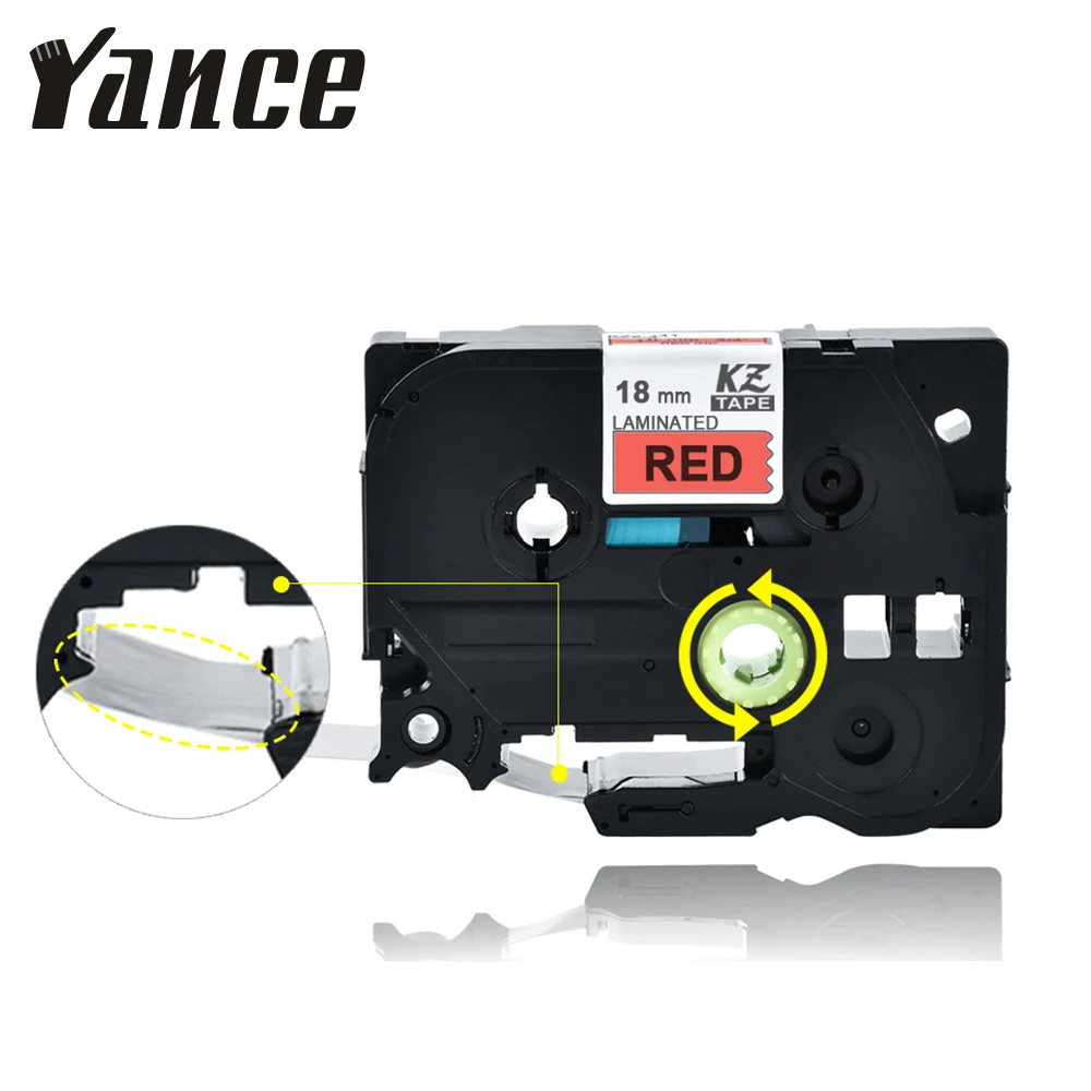 Yance Tze 441 Tz441 18mm Black on red tze tape Laminated Compatible label maker machine tze-441 tz-441 tze441 Label Tape