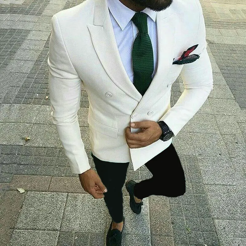 

Ivory Wedding Suits Men 2019 Prom Party Groom Tuxedo 2Piece Slim Attire Man Blazer Costume Homme Smoking Jacket Terno Masculino