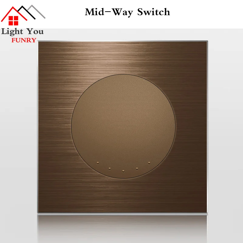 1 2 3 4 Gang 1 Way 2 Way Wall Lamp Switch Brown Aluminum Alloy Panel Light Switches EU UK US Socket AC 90V-250V