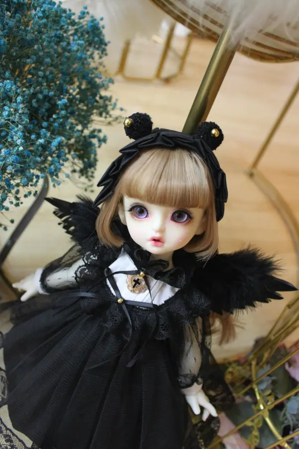 

BJD Doll clothes suitable for 1-3 1-4 1-6 size black dress with wings angel suit doll accessories