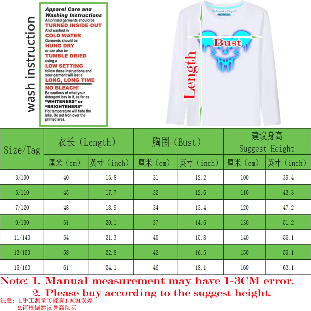 New Printed T shirt Game Character Cartoon Luminous T-shirt Long Sleeve Kids Boys Girls Casual Tops Children's Clothing 3T-15T