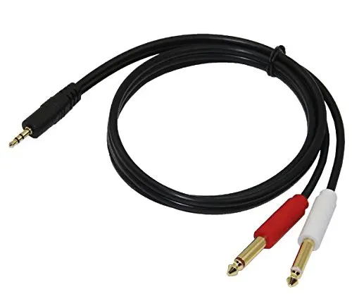 Gold Plated 3.5 mm TRS to Dual 1/4 inch TS Premium Stereo Breakout Cable for Connecting iPhones, iPods, iPads, Mac, Laptop,