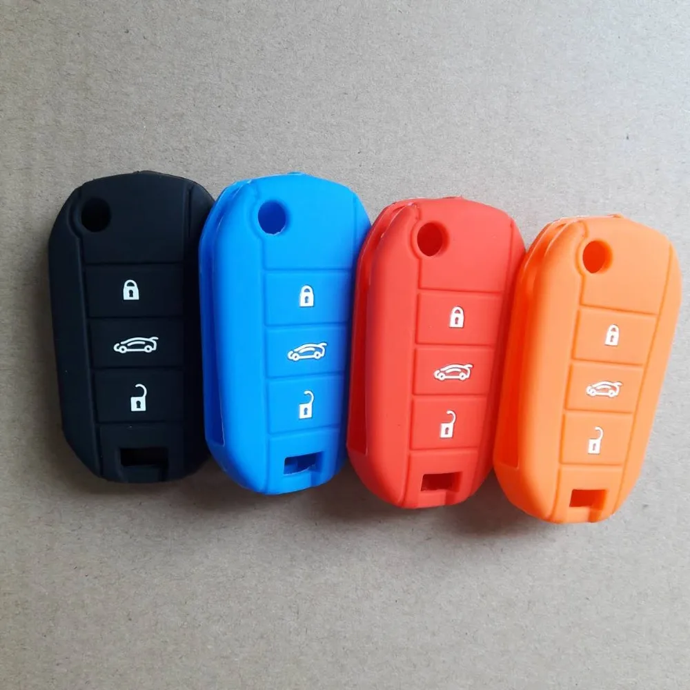 Flip Folding Silicon Funda Llave Key Case For Peugeot 3008 308 RCZ 508 408 2008 407 307 400 3Button Keyless Entry Remote Cover