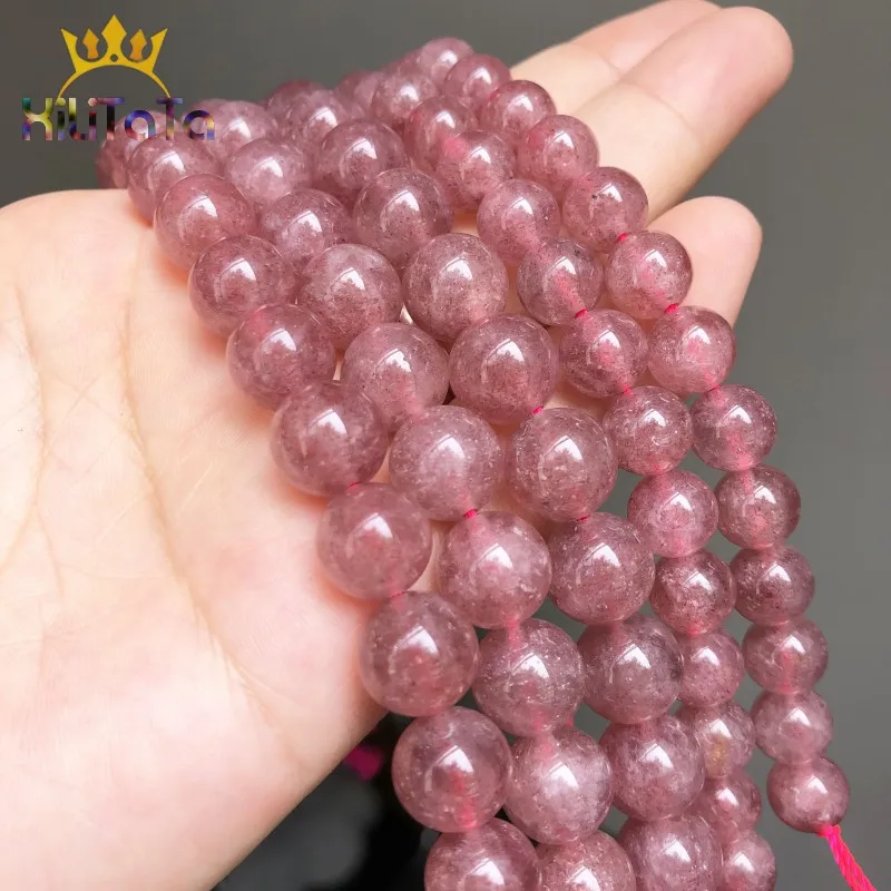 AA Natural Stone Beads Strawberry Quartz Round Loose Spacer Beads For Jewelry Making DIY Bracelet Accessories 7.5inches 6/8/10mm