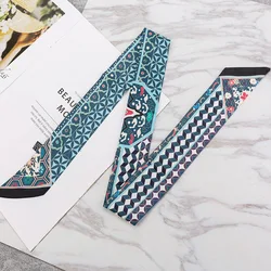 Classic Retro Bag Handle Scarf Printing Small Ribbon Headband Fashion Luxury Brand Women's Headscarf