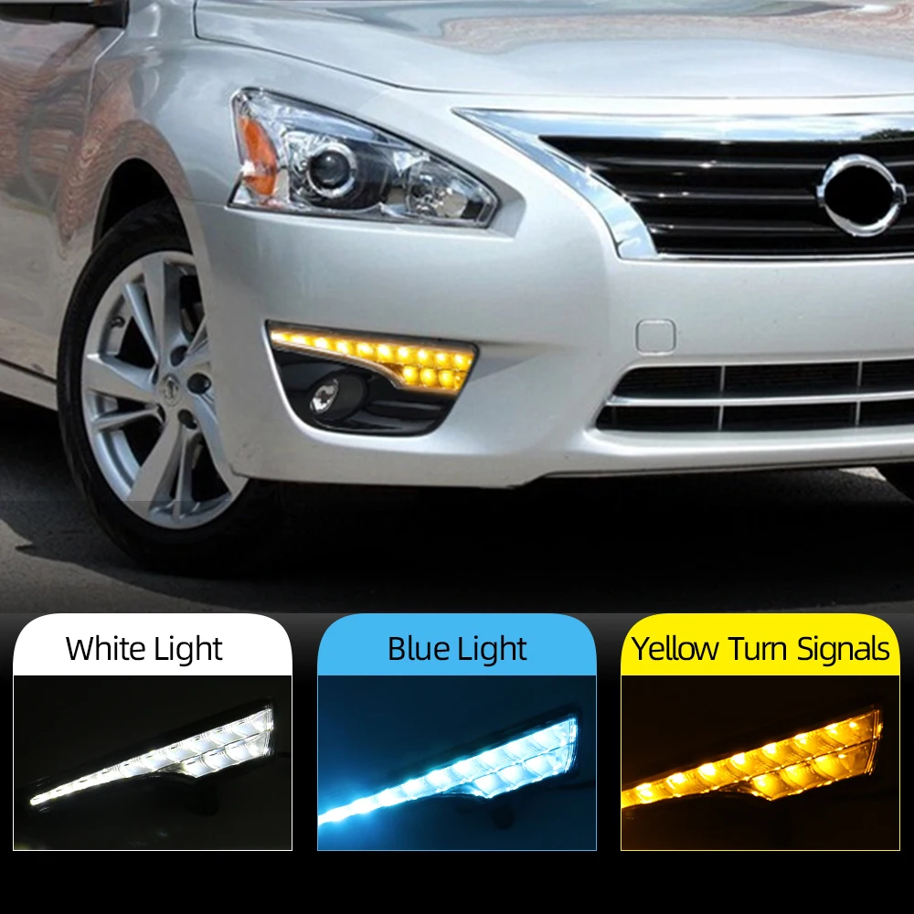 1 زوج سيارة LED DRL النهار تشغيل أضواء لنيسان ألتيما Teana 2013 2014 2015 2016 مصباح قيادة الوفير الضباب غطاء خفيف