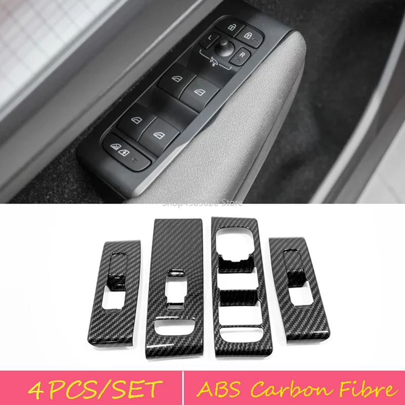 

For Volvo XC40 2017-2019 ABS Carbon Fibre Door Window glass Lift Control Switch panel Cover Trim car styling accessories 4pcs