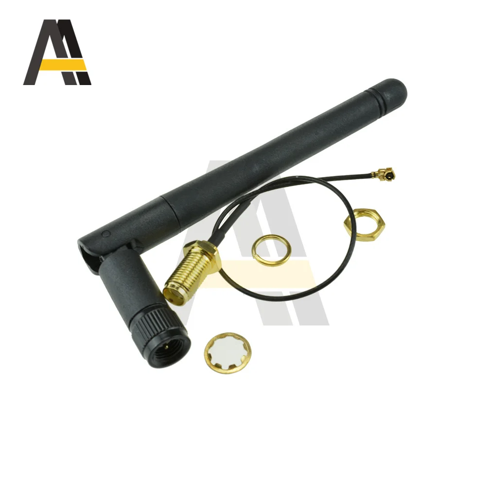 2.4GHz 3dBi Antena WiFi Aerial RP-SMA Router Nirkabel Pria + 20Cm Garis PCI U.FL IPX Ke RP SMA Kabel Pigtail Pria ESP8266 ESP32