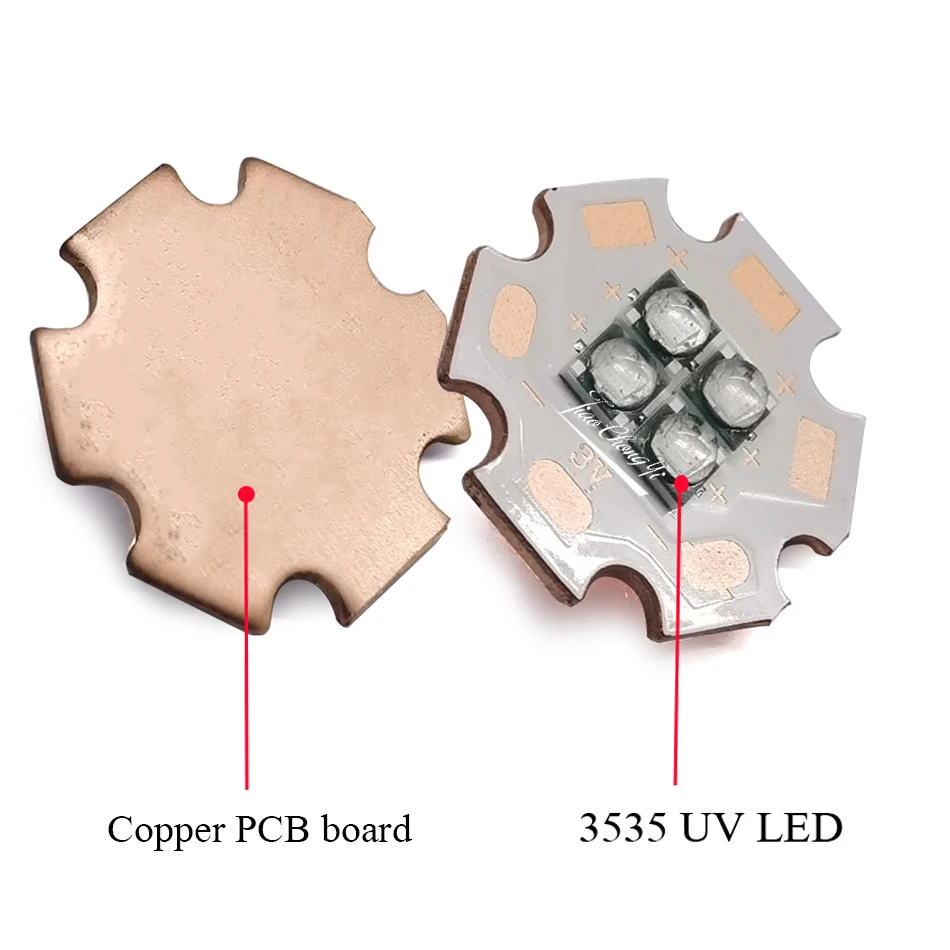 12W 3535 Ultra Violet UV 365nm 380nm 395nm 420nm 4chip DC3V 6V 12V Led lampada sorgente luminosa parte 20mm PCB rame per fai da te