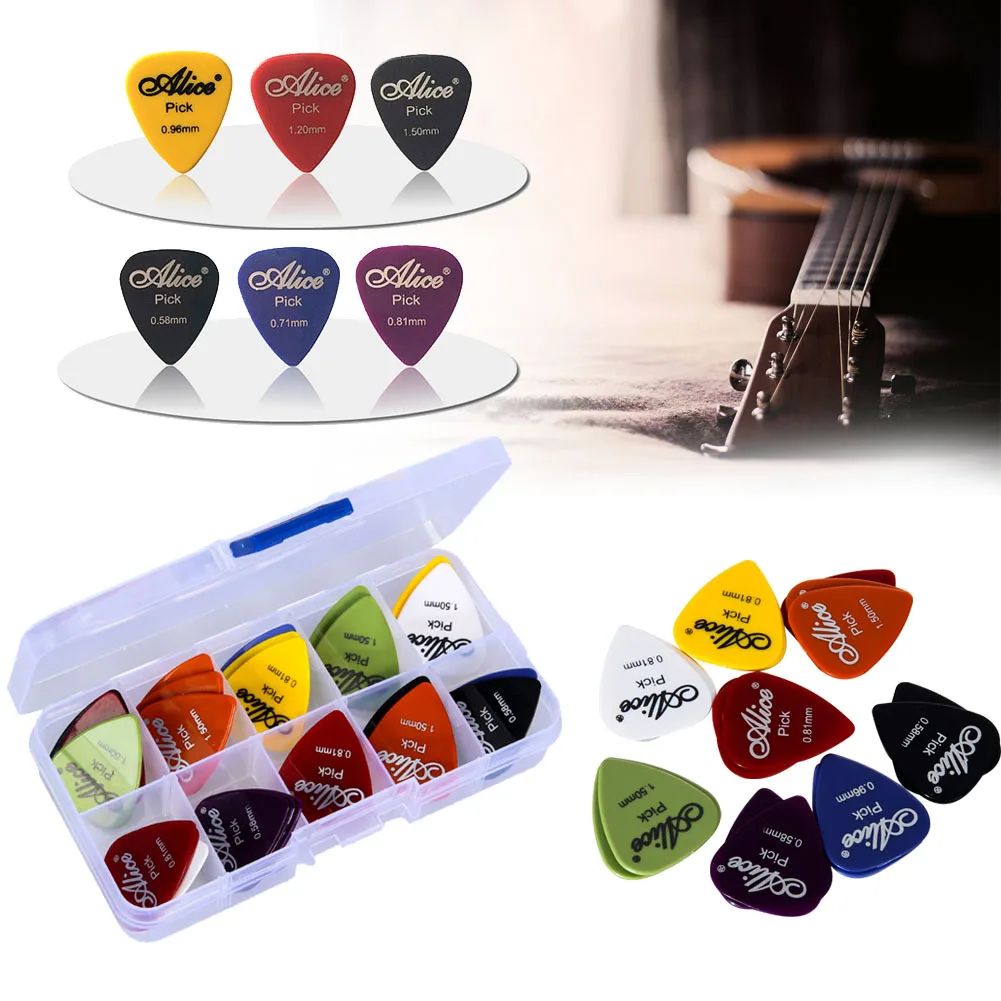 1 Box Case 50/30pcs Guitar Picks Alice Acoustic Electric Bass Pic Plectrum Mediator Guitar Accessories Thickness