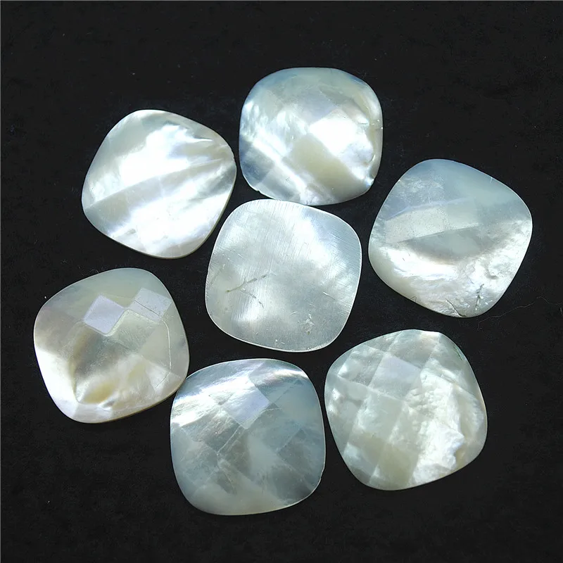 

7PCS Nature Saltwater Shell Cabochons Faceted Surface Square Shape Size 25X25MM Sea Mother Of Pearl Free Shipping Wholesale