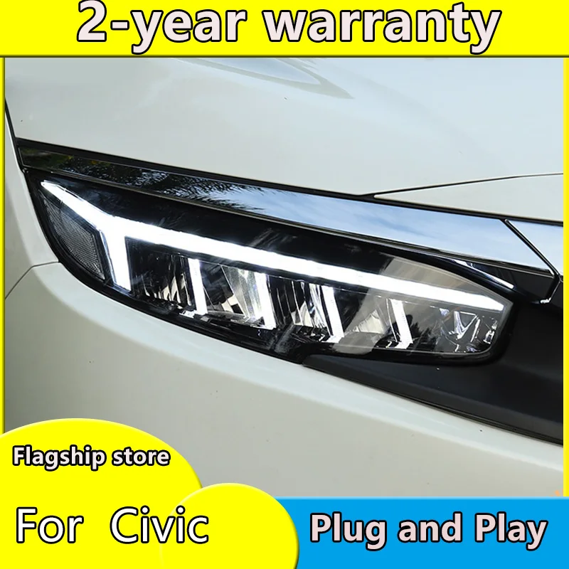 

Car Styling for Civic Headlights 2016-2018 All LED Headlight DRL Dynamic Signal Hid Head Lamp Bi Xenon Beam Auto Accessories