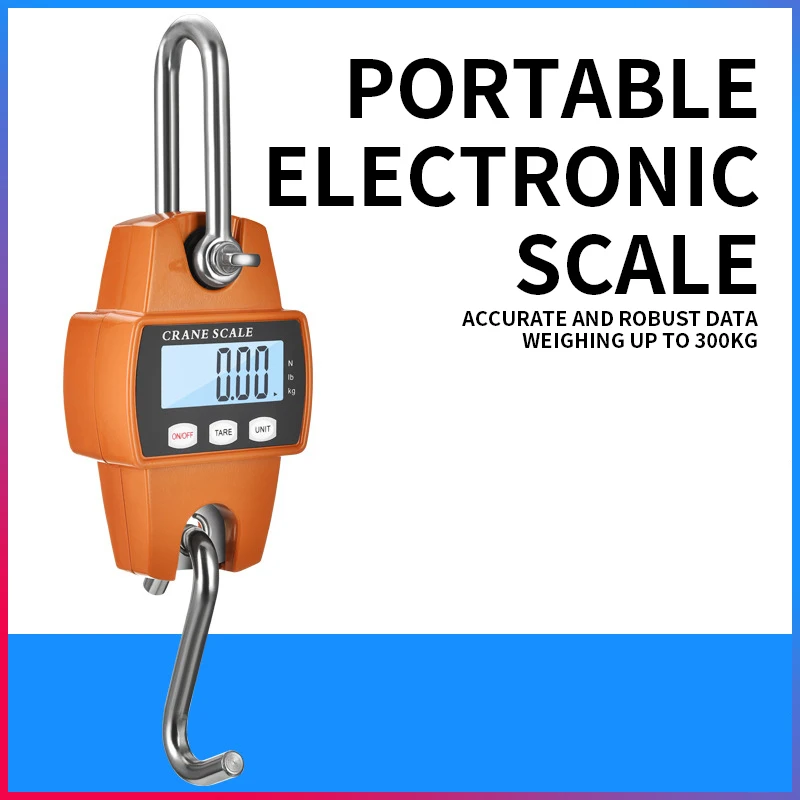 1PC Electronic Scale Hook Scale 300KG Electronic Hook Scale Industrial Hanging Scale LCD Large Screen Display Electronic Scale