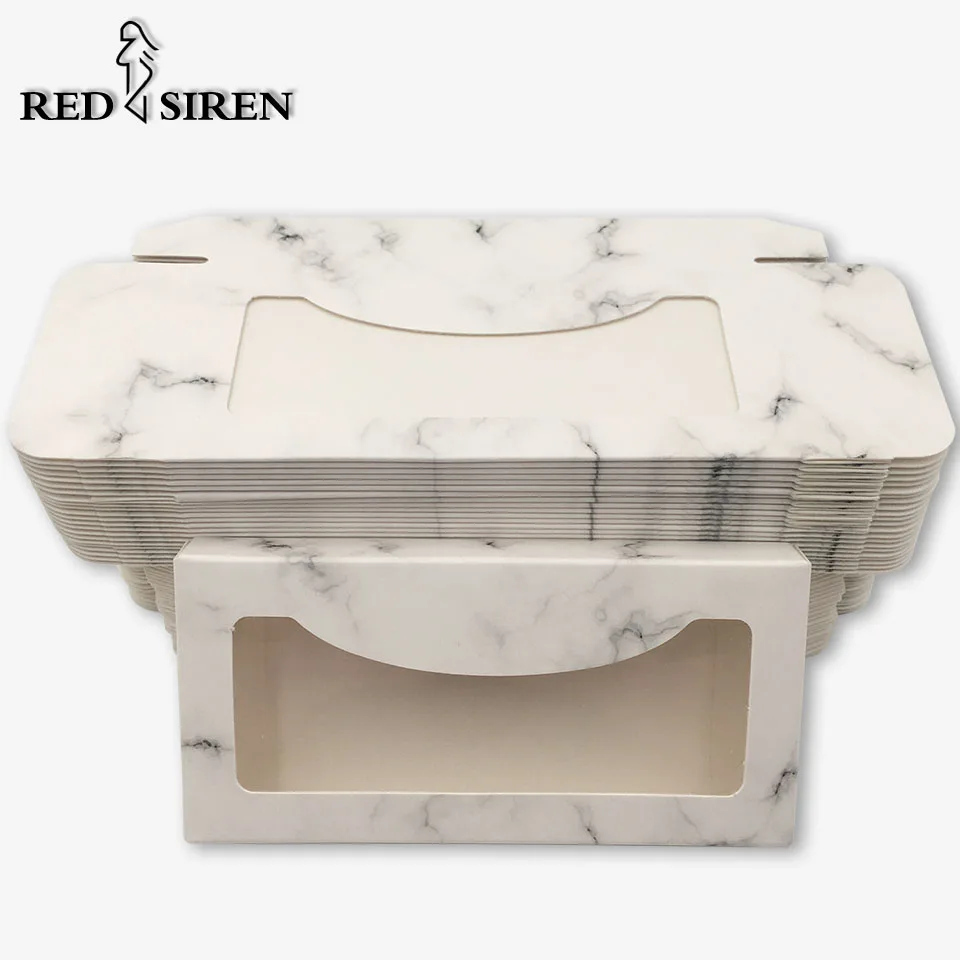 

RED SIREN Lash Packaging Wholesale 5-100 pcs Eyelashes Box Package Empty Dollar Marble Paper Lash Box New Lash Cases Packaging