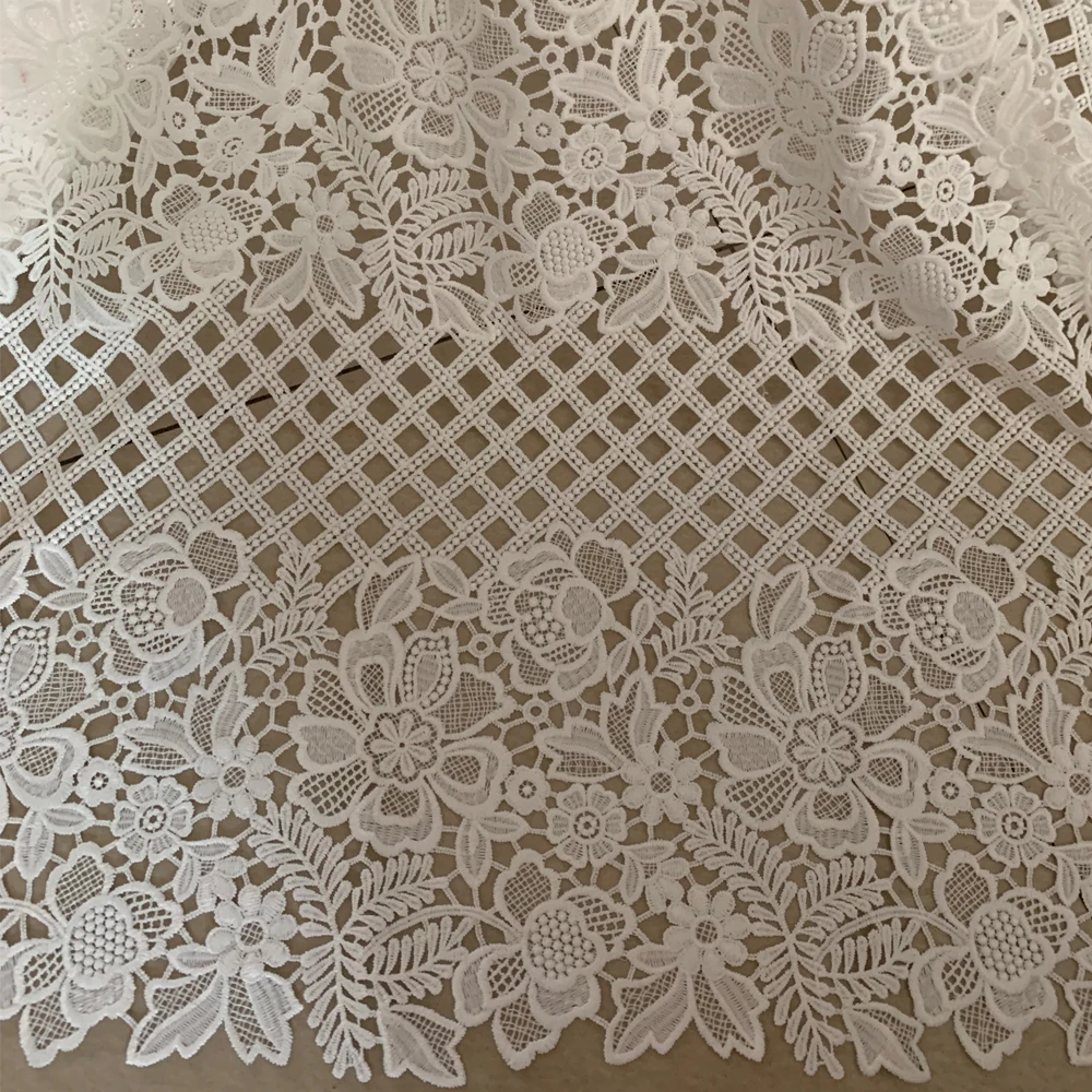 5yard 2019 Latest Nigerian Lace Fabrics High Quality African Cord Guipure French Lace Milk Silk Material For Women Wedding Dress