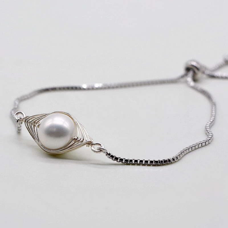 

Fashion Girl Bracelet White Natural Pearl Adjustable Baroque Simple Jewelry Free Shipping