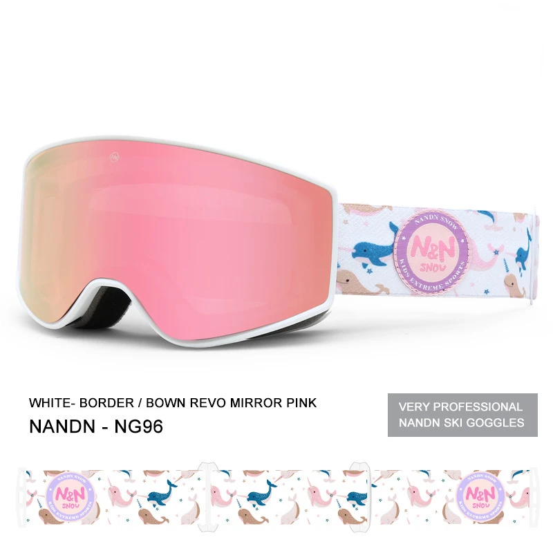 

NANDN Snowboard Goggles Kids Double Layer UV400 Anti-fog Eyewear Glasses Skiing Girls Boys Ski Goggles Winter Sport Snowboarding