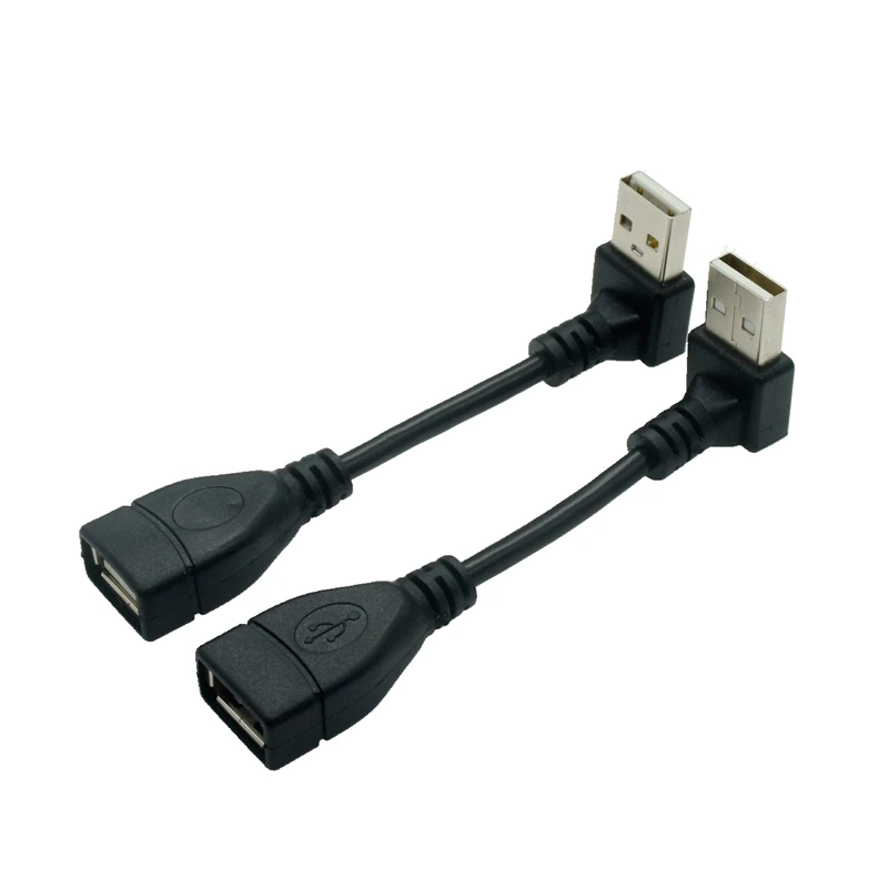 USB 2.0 A «папа-мама» 90-угольный удлинительный адаптер Короткий кабель USB2.0 M/F правый/левый/вниз/уход Черный кабель 0,1–1 м