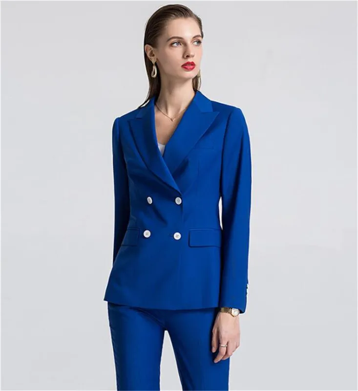 

Women's Royal Blue Pants Set, Pantsuits, Work Pant Suits, OL Women Blazer, Jacket and Pants