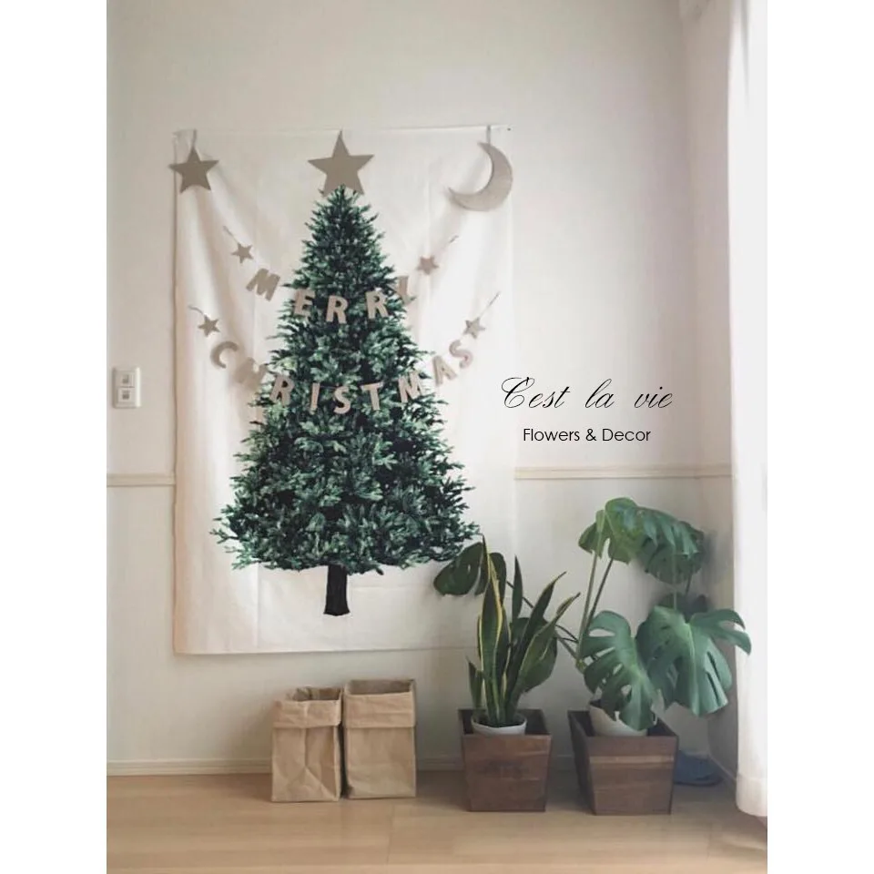 Christmas Green Tree Tapestry Home macrame wall hanging Cloth High Quality background Cloth Xmas Home Decoration