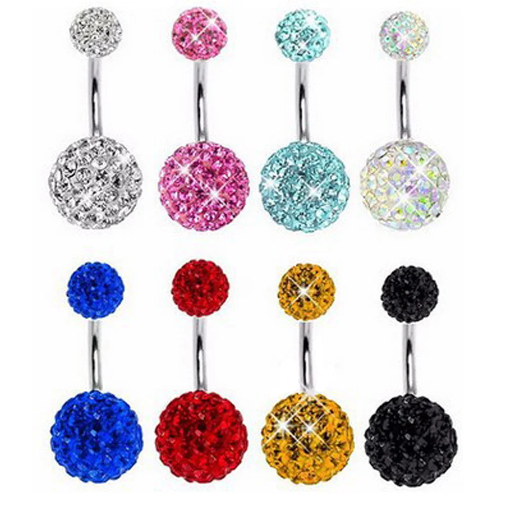 1PC Multi Crystal Steel Belly Piercings Navel Piercing Sexy Piercing Navel Earring Steel Body Jewelry Round Body Ring Jewelry