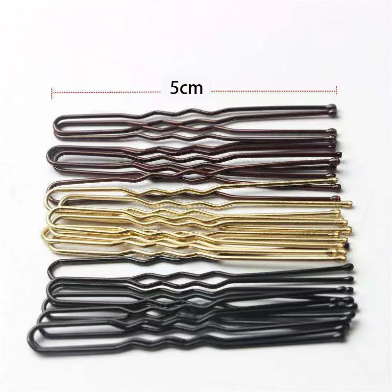 50 Pcs/Bag 5cm U Shaped Alloy Hairpins Waved Hair Clips Simple Metal Bobby Pins Barrettes Bridal Hairstyle Tools Hair Pins