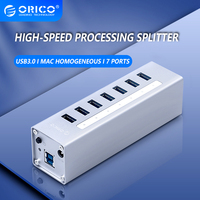 ORICO Aluminum USB 3.0 HUB 5Gbps 7 Ports USB3.0 Splitter with 12V Power Adapter Support BC 1.2 Charging Splitter for PC Laptop