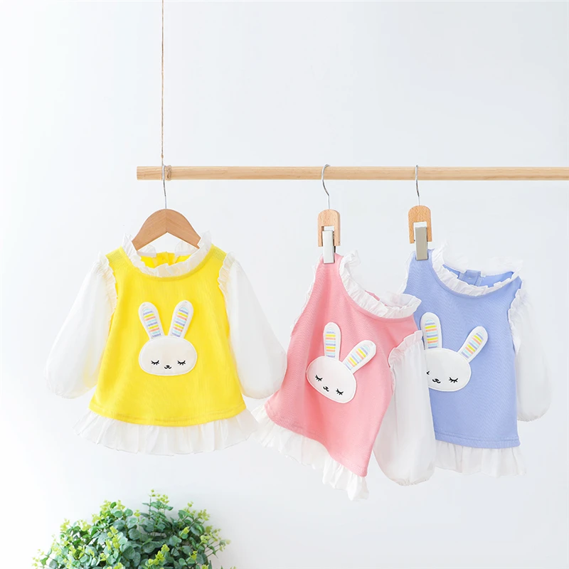 Girls Clothing Sets Spring Autumn Baby Rabbit Lace T Shirt Pants Children Kids Clothes Cartoon Toddler Infant Casual Outfit