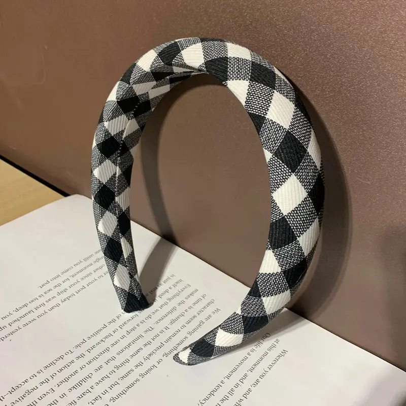 Fabric Plaid Sponge Hairband Colored Headband for Women Girls Hair Accessories