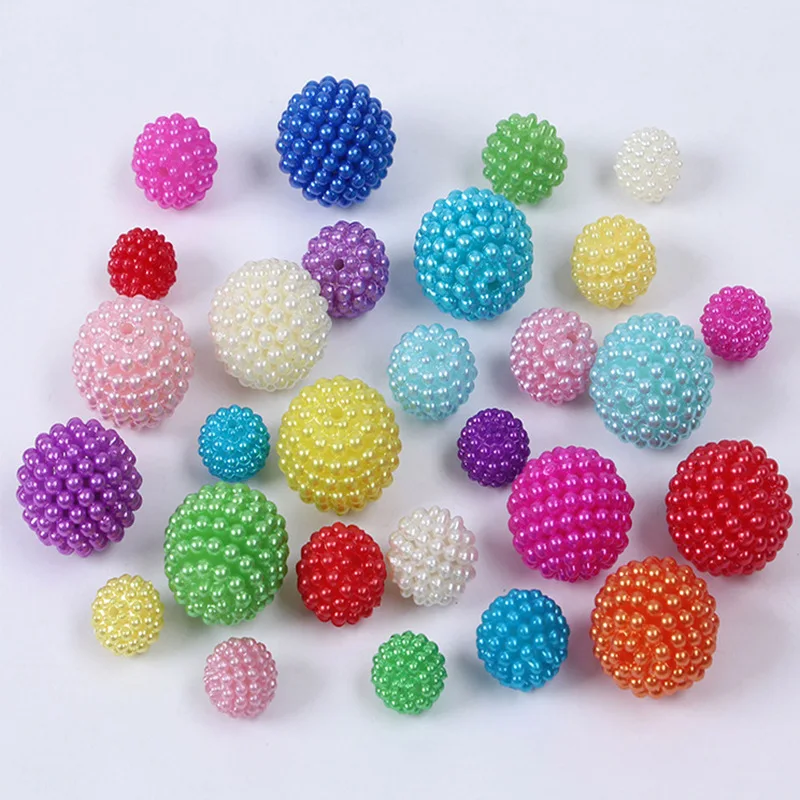 10mm 12mm 14mm 16mm 20mm Imitation Pearls Acrylic Bayberry Round Loose Spaced Beads for Jewelry Making DIY Handmade