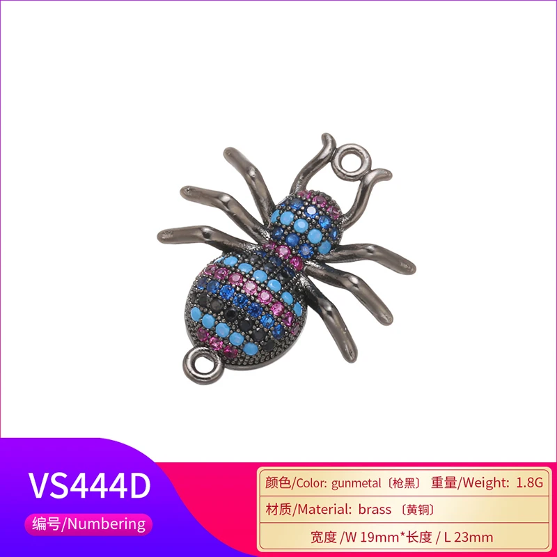 ZHUKOU 19x23mm spider animal bracelet connector for women handmade DIY bracelet jewelry Accessories making findings model: VS444