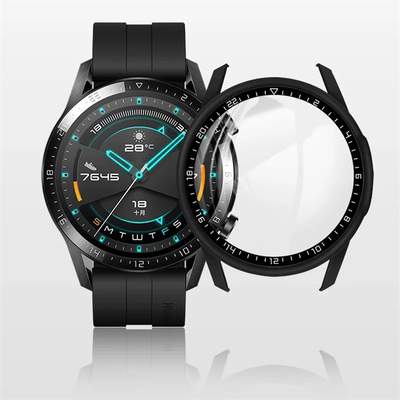 Bumper Protective Case For for Huawei Watch GT3 46mm Band Watch GT3 42mm All-Around Soft PC Tempered Glass Screen Protector