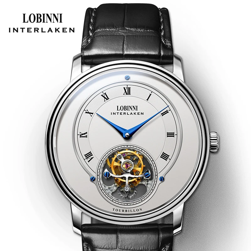 

LOBINNI AAA++ Мужские механические часы Real Tourbillon Корпус из нержавеющей стали 316L Водонепроницаемые часы с сапфировым стеклом