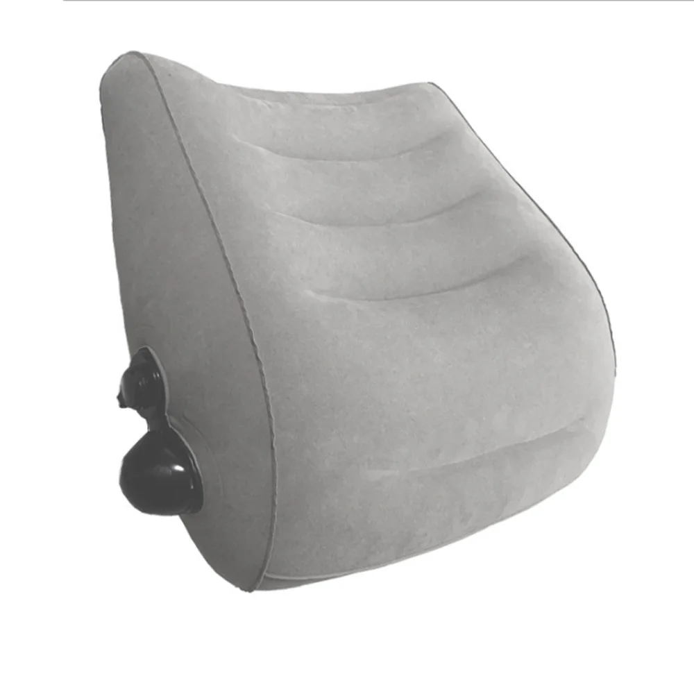 Multi-purpose Push-type Inflatable Waist Pillow Portable Travel Office PVC Flocking Pillow Leg Cushion Waist Support