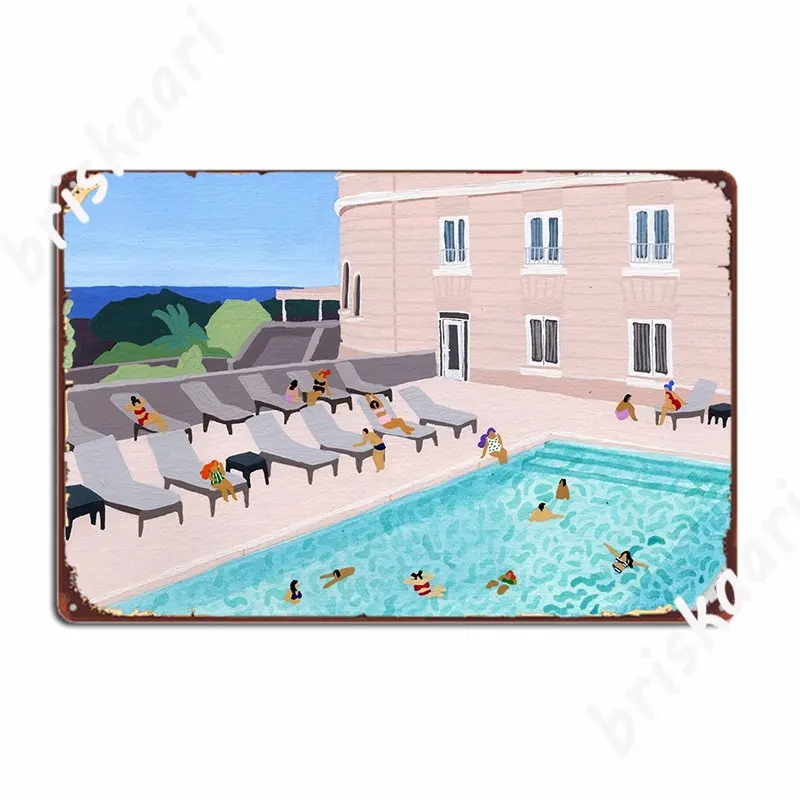 Piscine De L'hotel Metal Plaque Poster Pub Pub Garage Printing Wall Plaque Tin Sign Poster