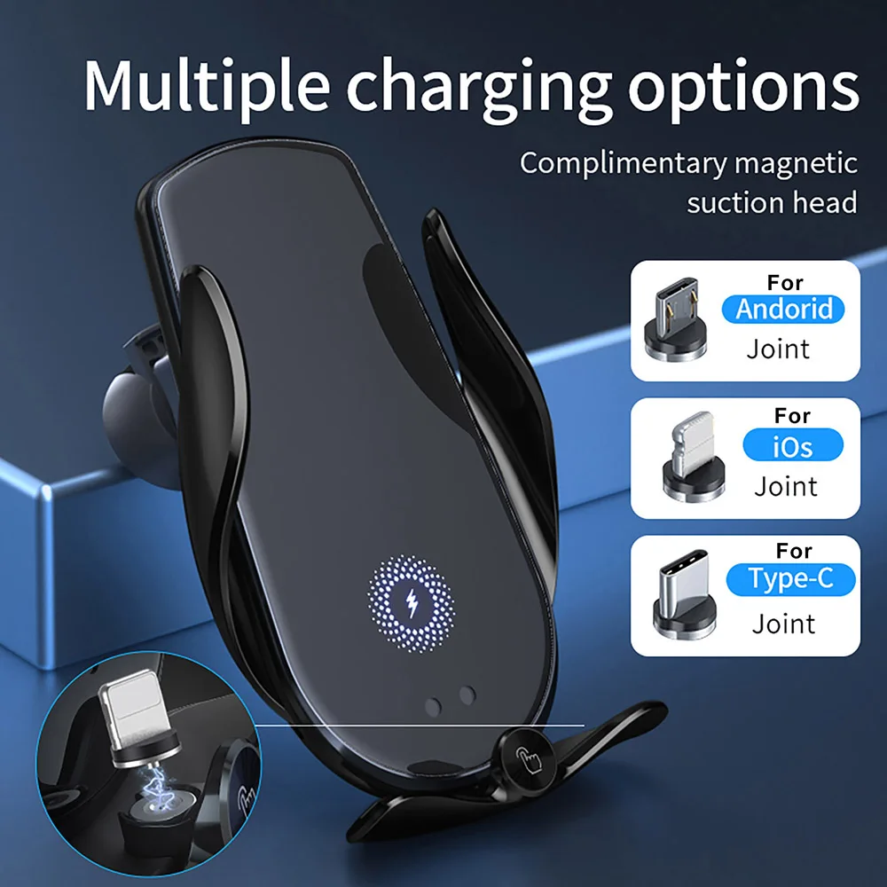 Car Phone Holder 15w Wireless Charger Auto Holder Stand Stents Infrared Electric Automatic Induction Mobile Phone Accessories