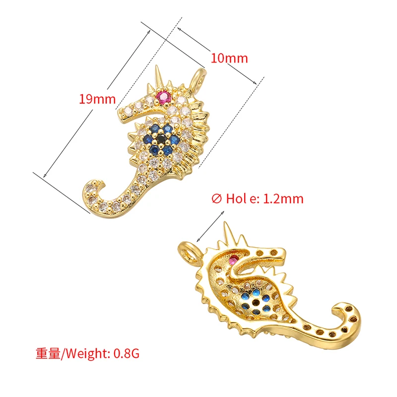 ZHUKOU 10x19mm Unique crystal seahorse pendant for women handmade DIY necklace earrings jewelry accessories model:VD527