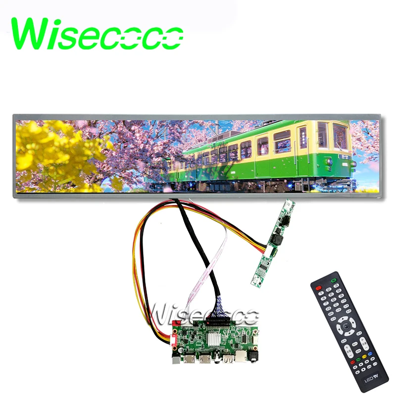 Wisecoco 24 inch Stretched Bar LCD Screen for Supermarket Shelf Advertising DV240FBM-NB0 1920*360 Controller Board