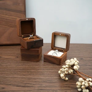 Joyería de madera Boda Anillo de bodas Anillos de aretes Organizador de joyería Caja 8 Mejor caja de ring de madera de ventas - №2