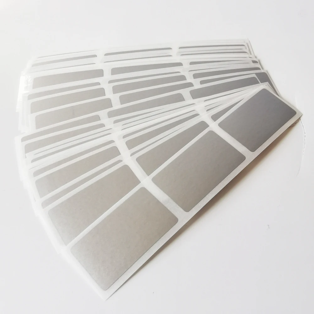 Drop Shipping Small Pack 100pcs 23x42mm Shinny Silver scratch Sticker manuale Game Card Paintcoat