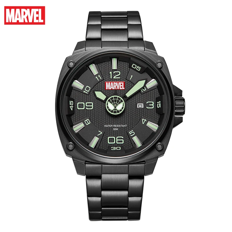 Marvel For Mens Watches Avengers Captain America Spider Iron Man Clock Male Steel Quartz WristWatches New Date Relogio Masculino