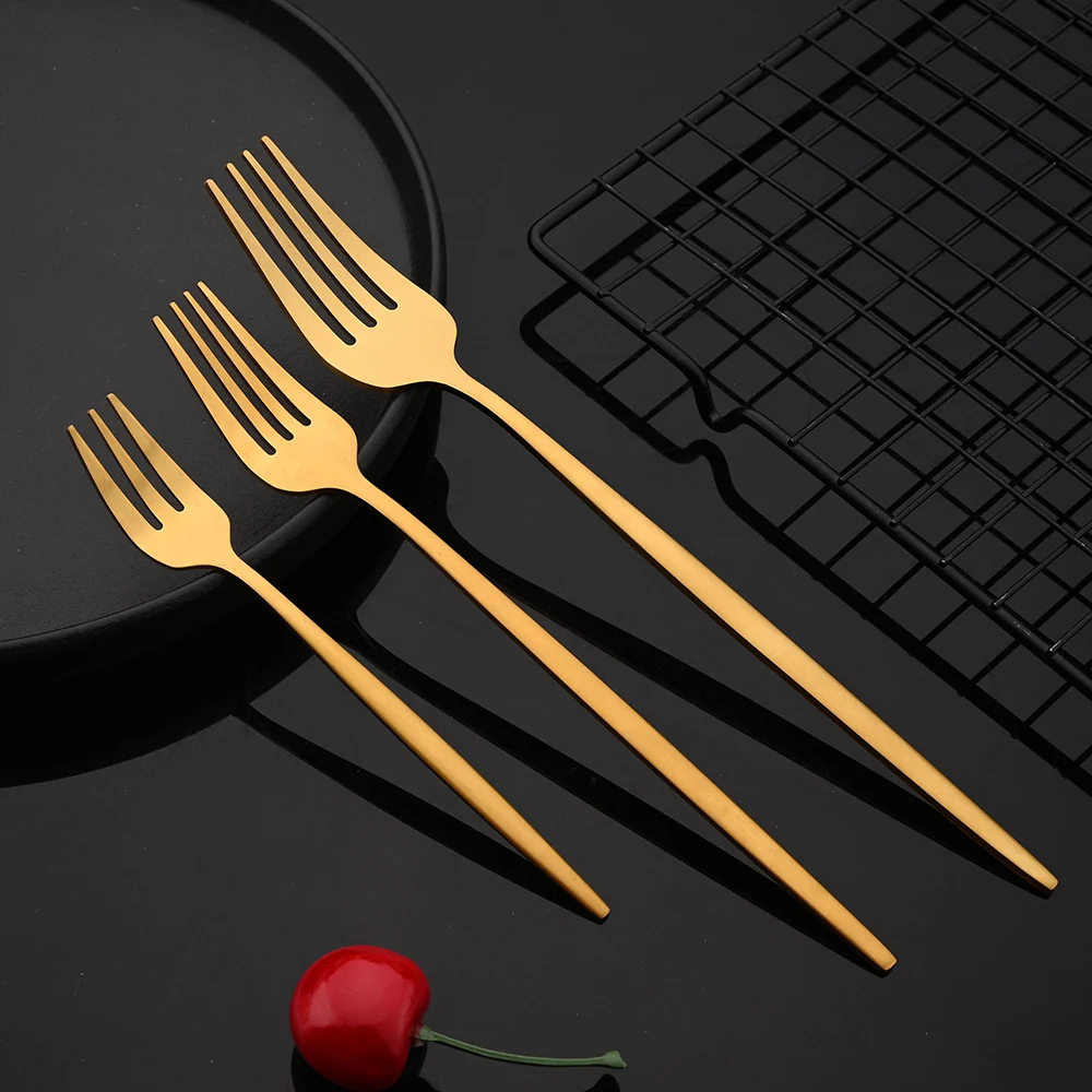 Gold Matte Cutlery Set Stainless Steel Dinnerware Flatware Kitchen Home Dessert Fork Spoon Knife Set Silverware Tableware Set