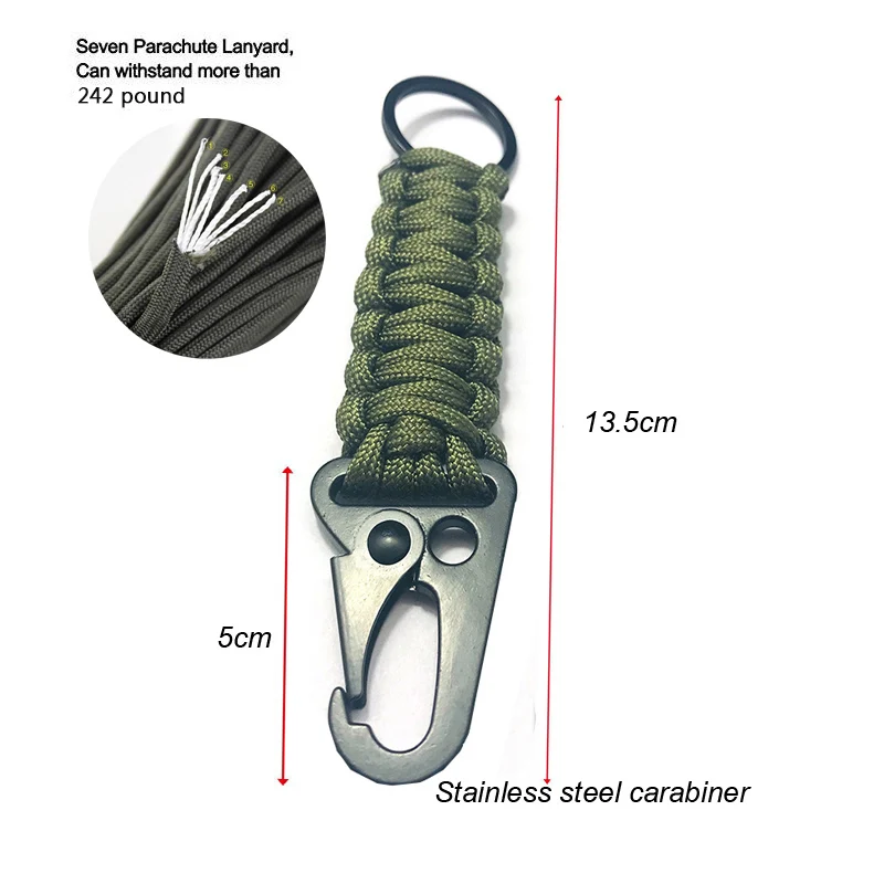 Military Emergency Key Chain  For Hiking Camping Outdoor Multifunction 550Ibs Paracord Rope Keychain Survival Kit Cord Lanyard