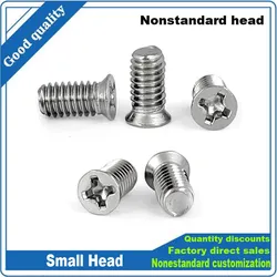 50pcs M1.6 M2 M2.5 M3 M4 304 A2 Stainless Steel Nonstandard Small Head Cross Recessed Phillips Flat Countersunk Head Bolt Screw