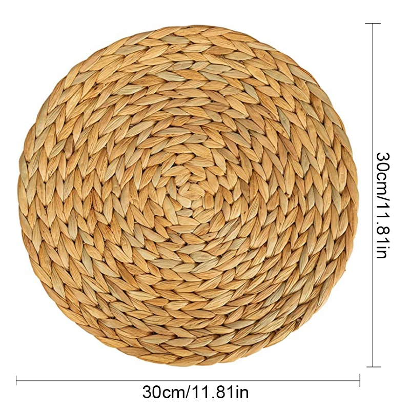 1Pc Natural Water Gourd Woven Placemat Round Woven Rattan Table Mat Water Gourd Placemat Round Pad Woven Green Tropical WeddingF