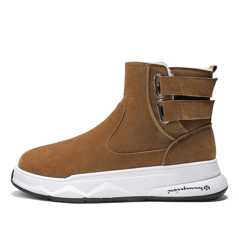 Inverno masculino caminhadas botas casal botas de neve mais veludo quente fita mágica gravata ao ar livre casual botas curtas sapatos de algodão