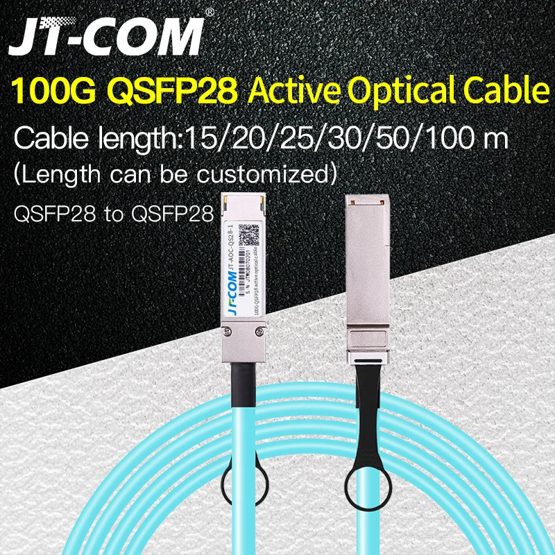 100G QSFP28 to QSFP28 AOC Fiber Cable 15m 20m 25m 30m 50m 100m MPO SFP Module OM3 OM4 Active Optical Cable